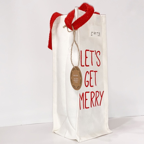 3/$12 Wine Canvas Bag ‘LET’S GET MERRY’ NWT - Picture 2 of 6
